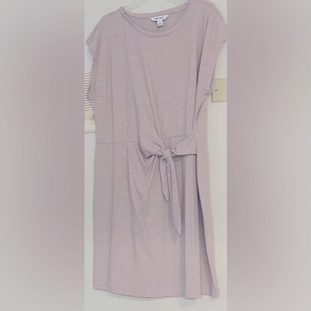 Petite Nine West Beige Petite Large Tie Shirt Dress